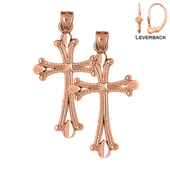 14K or 18K Gold Budded Cross Earrings