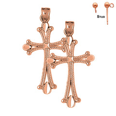 14K or 18K Gold Budded Cross Earrings