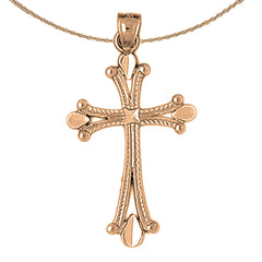 14K or 18K Gold Budded Cross Pendant