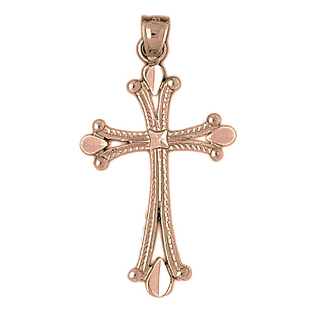 14K or 18K Gold Budded Cross Pendant