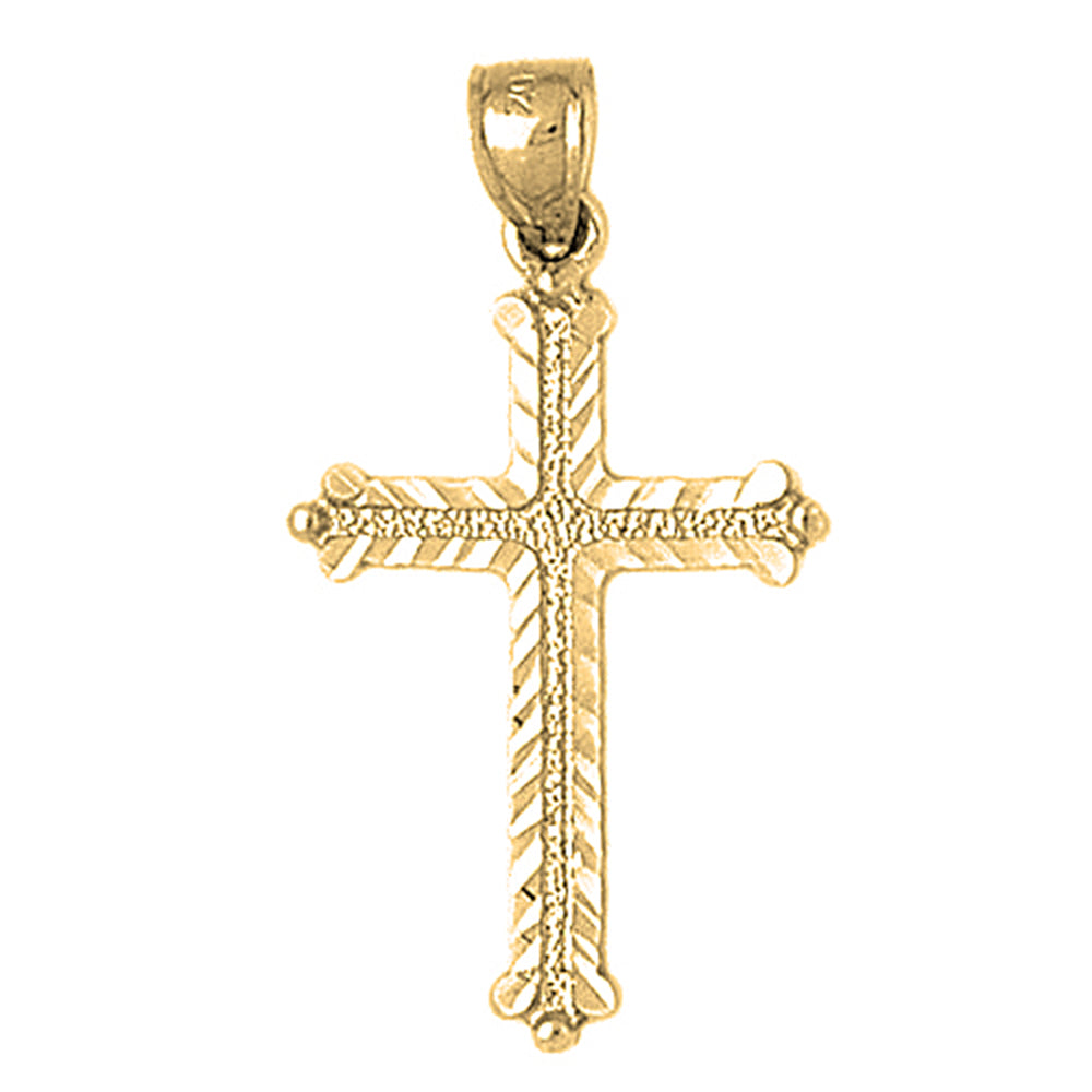 14K or 18K Gold Budded Cross Pendant