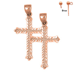 14K or 18K Gold Budded Cross Earrings