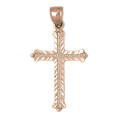 14K or 18K Gold Budded Cross Pendant