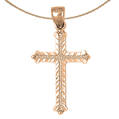 14K or 18K Gold Budded Cross Pendant