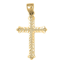 14K or 18K Gold Budded Cross Pendant