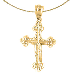 14K or 18K Gold Budded Cross Pendant