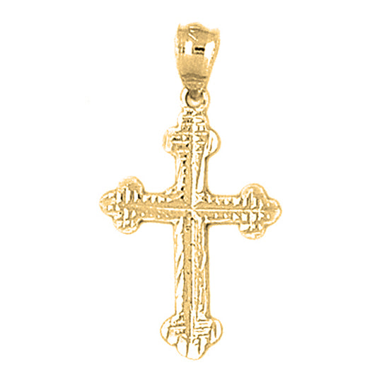 14K or 18K Gold Budded Cross Pendant