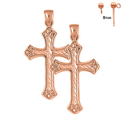 14K or 18K Gold Budded Cross Earrings