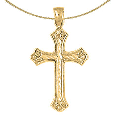 14K or 18K Gold Budded Cross Pendant