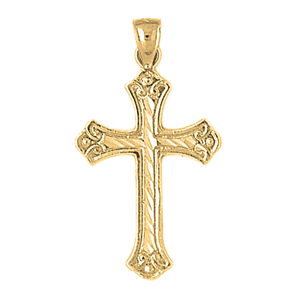 14K or 18K Gold Budded Cross Pendant