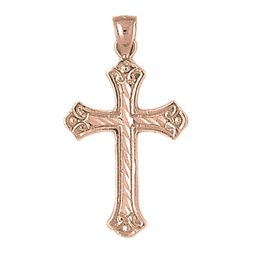 14K or 18K Gold Budded Cross Pendant