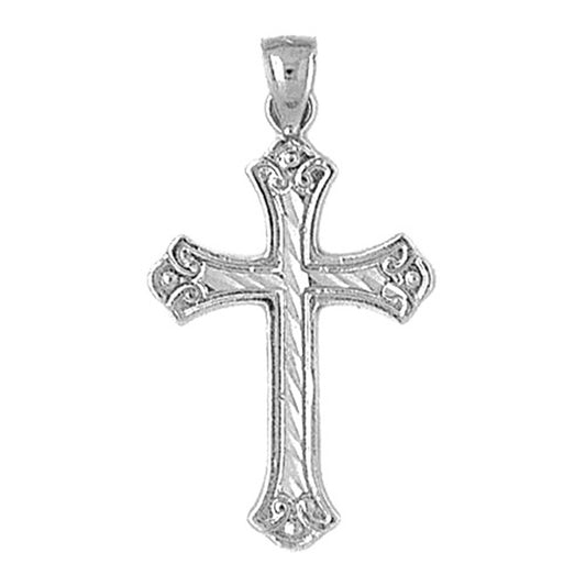 14K or 18K Gold Budded Cross Pendant