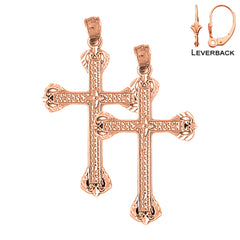 14K or 18K Gold Latin Cross Earrings