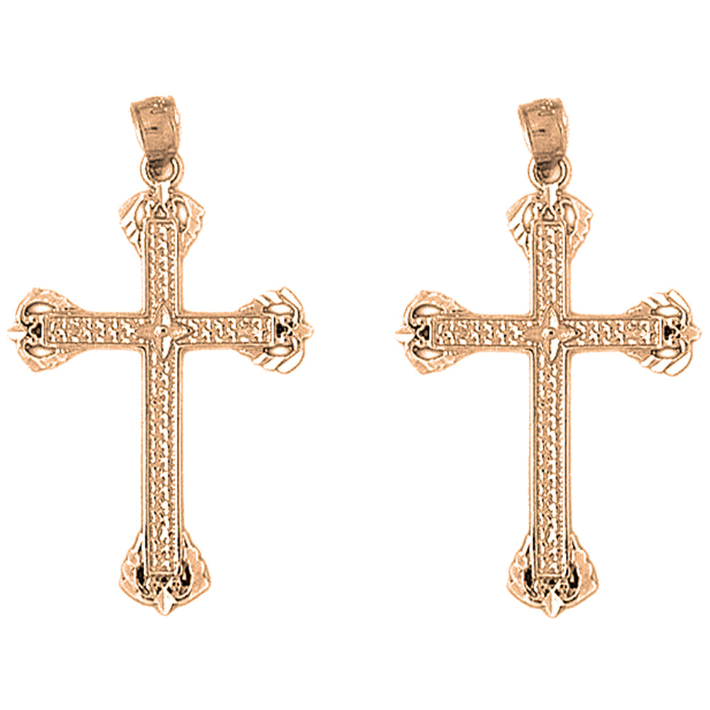 14K or 18K Gold 37mm Latin Cross Earrings