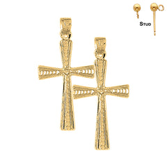 Pendientes de cruz teutónica de plata de ley de 34 mm (chapados en oro blanco o amarillo)