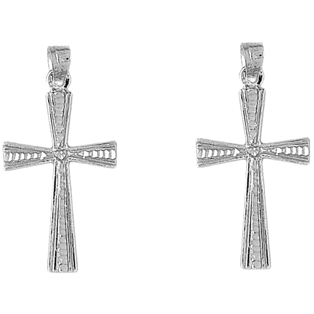 14K or 18K Gold 34mm Teutonic Cross Earrings