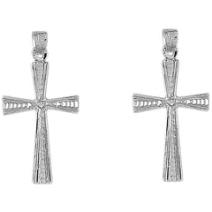Sterling Silver 34mm Teutonic Cross Earrings