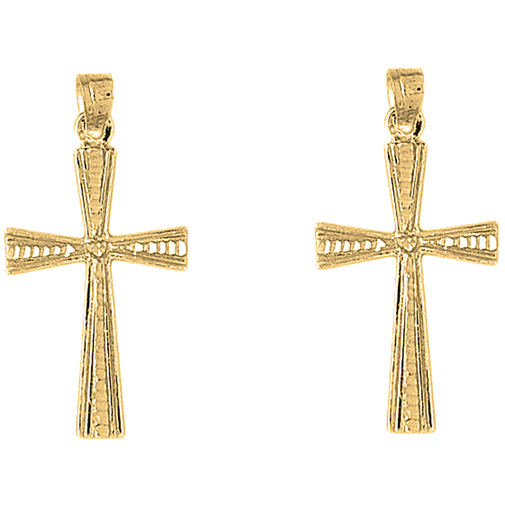 14K or 18K Gold 34mm Teutonic Cross Earrings