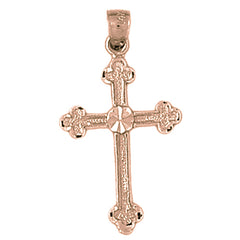 14K or 18K Gold Budded Cross Pendant