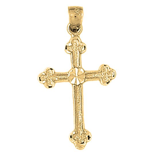 14K or 18K Gold Budded Cross Pendant