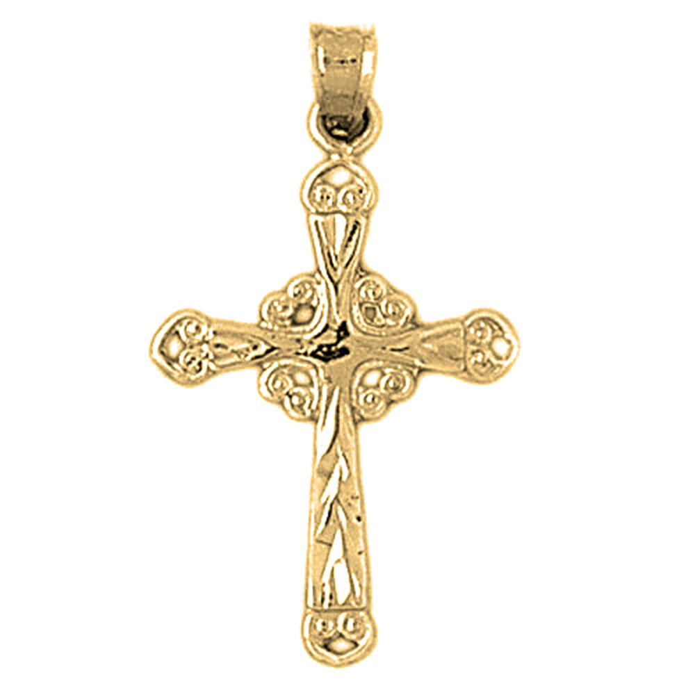 14K or 18K Gold Budded Glory Cross Pendant