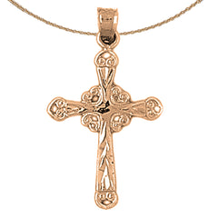 14K or 18K Gold Budded Glory Cross Pendant