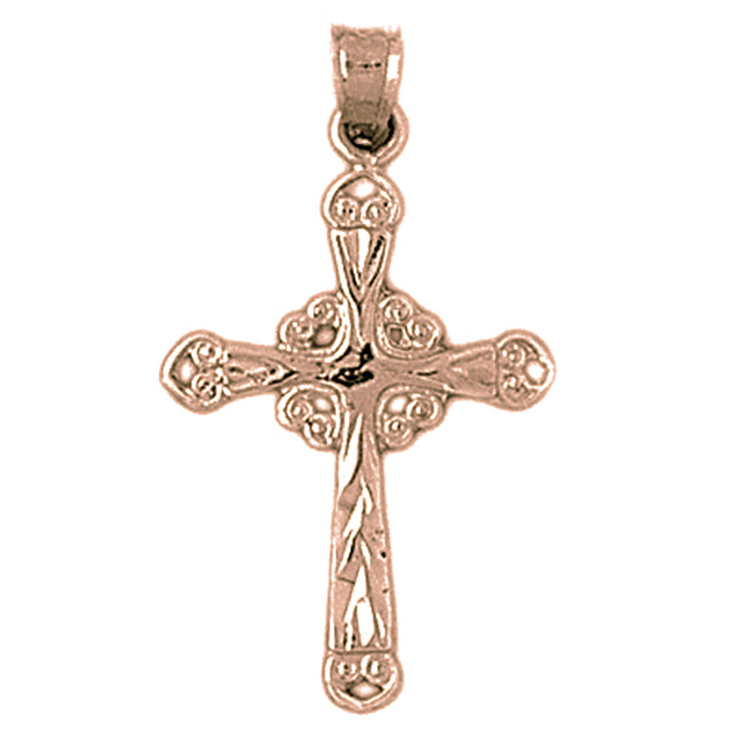 14K or 18K Gold Budded Glory Cross Pendant