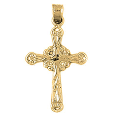 14K or 18K Gold Budded Glory Cross Pendant