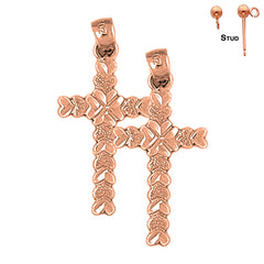 Pendientes Cruz Corazón Oro 14K o 18K