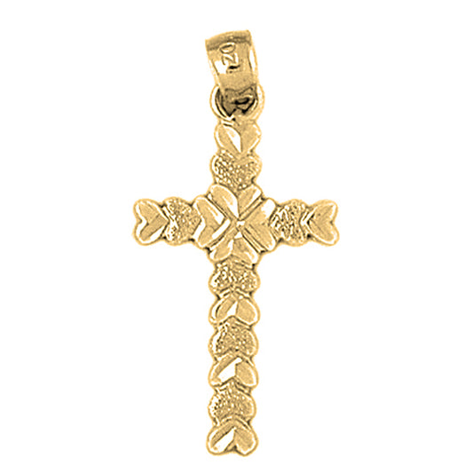 14K or 18K Gold Heart Cross Pendant