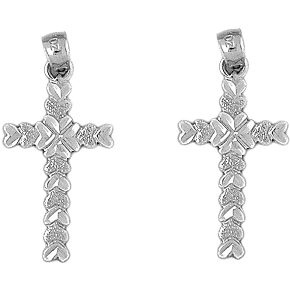 14K or 18K Gold 34mm Heart Cross Earrings