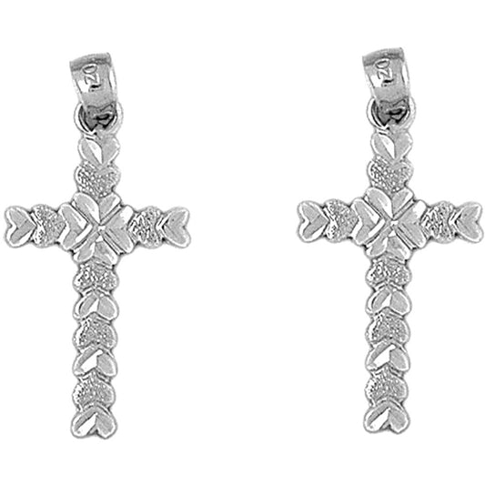 14K or 18K Gold 34mm Heart Cross Earrings