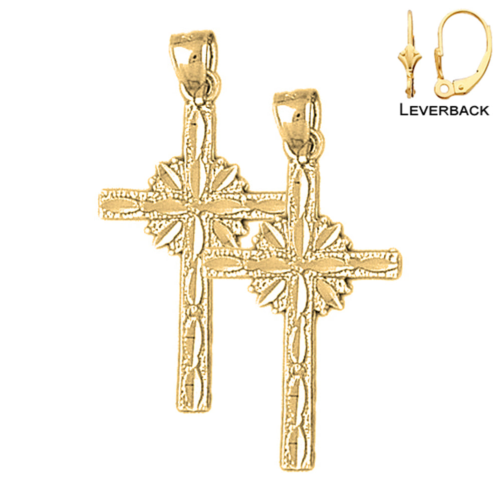 14K or 18K Gold Glory Cross Earrings