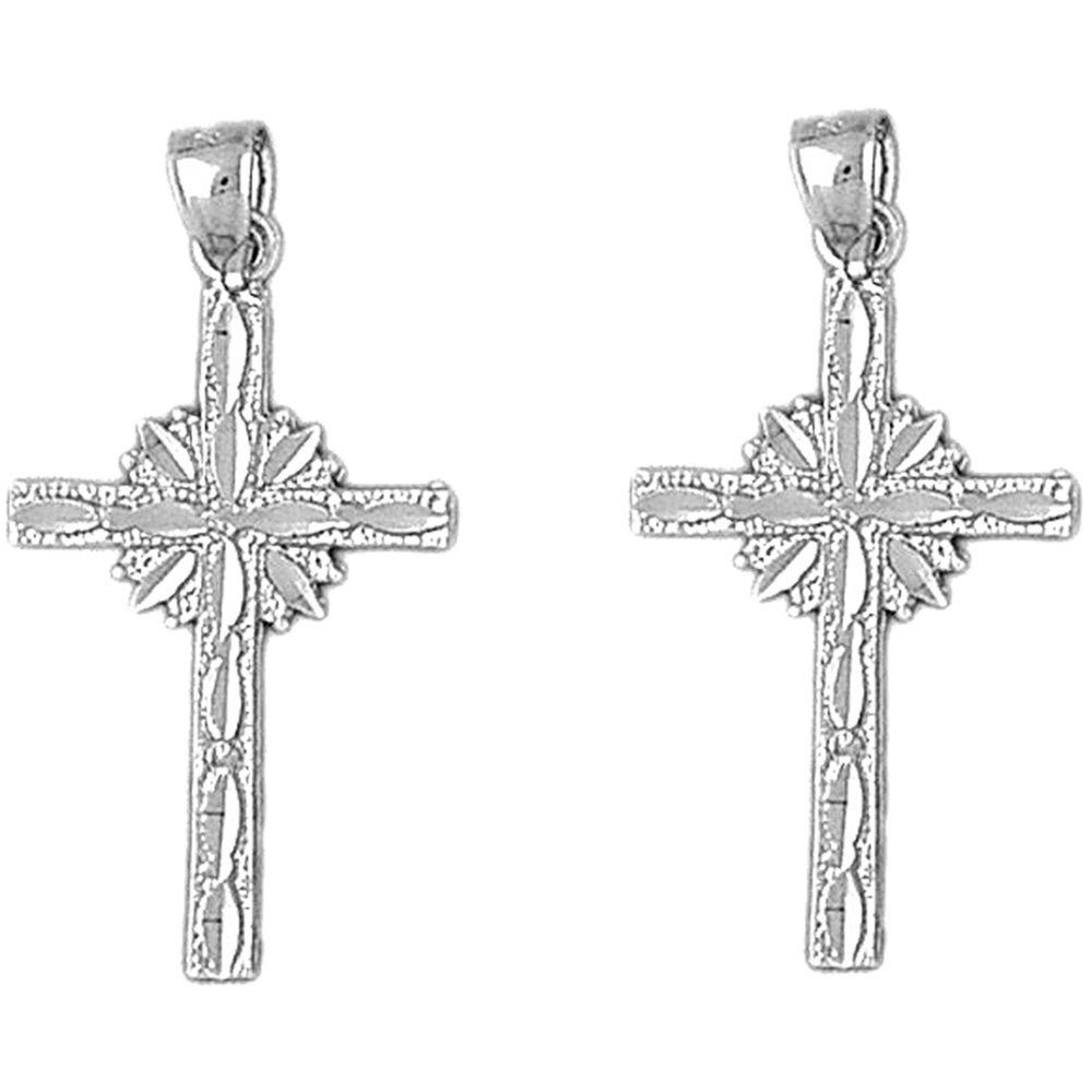 14K or 18K Gold 33mm Glory Cross Earrings