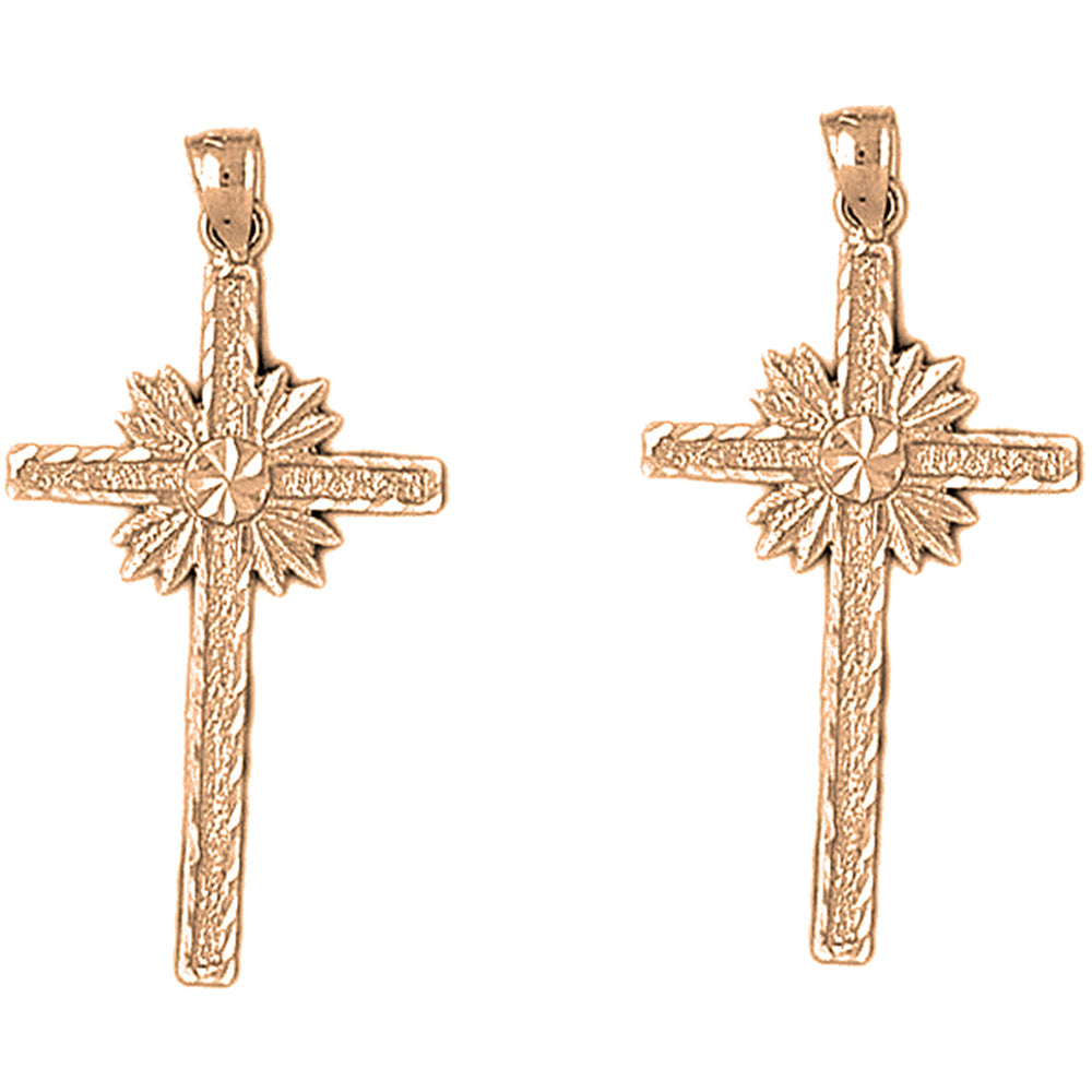 14K or 18K Gold 37mm Glory Cross Earrings