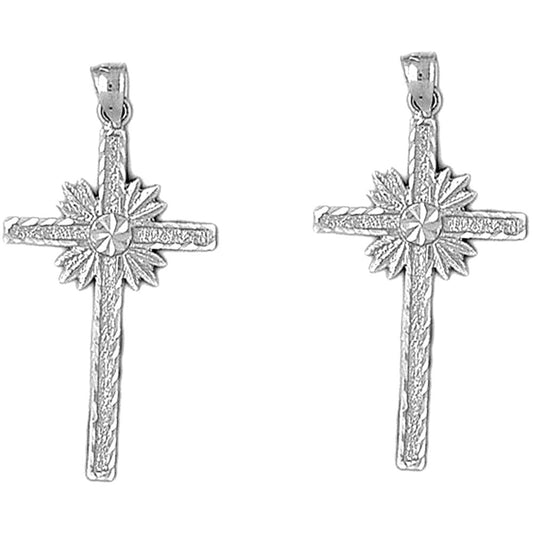 Sterling Silver 37mm Glory Cross Earrings