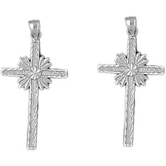Sterling Silver 37mm Glory Cross Earrings