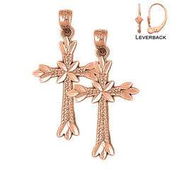 14K or 18K Gold Budded Cross Earrings