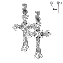 14K or 18K Gold Budded Cross Earrings