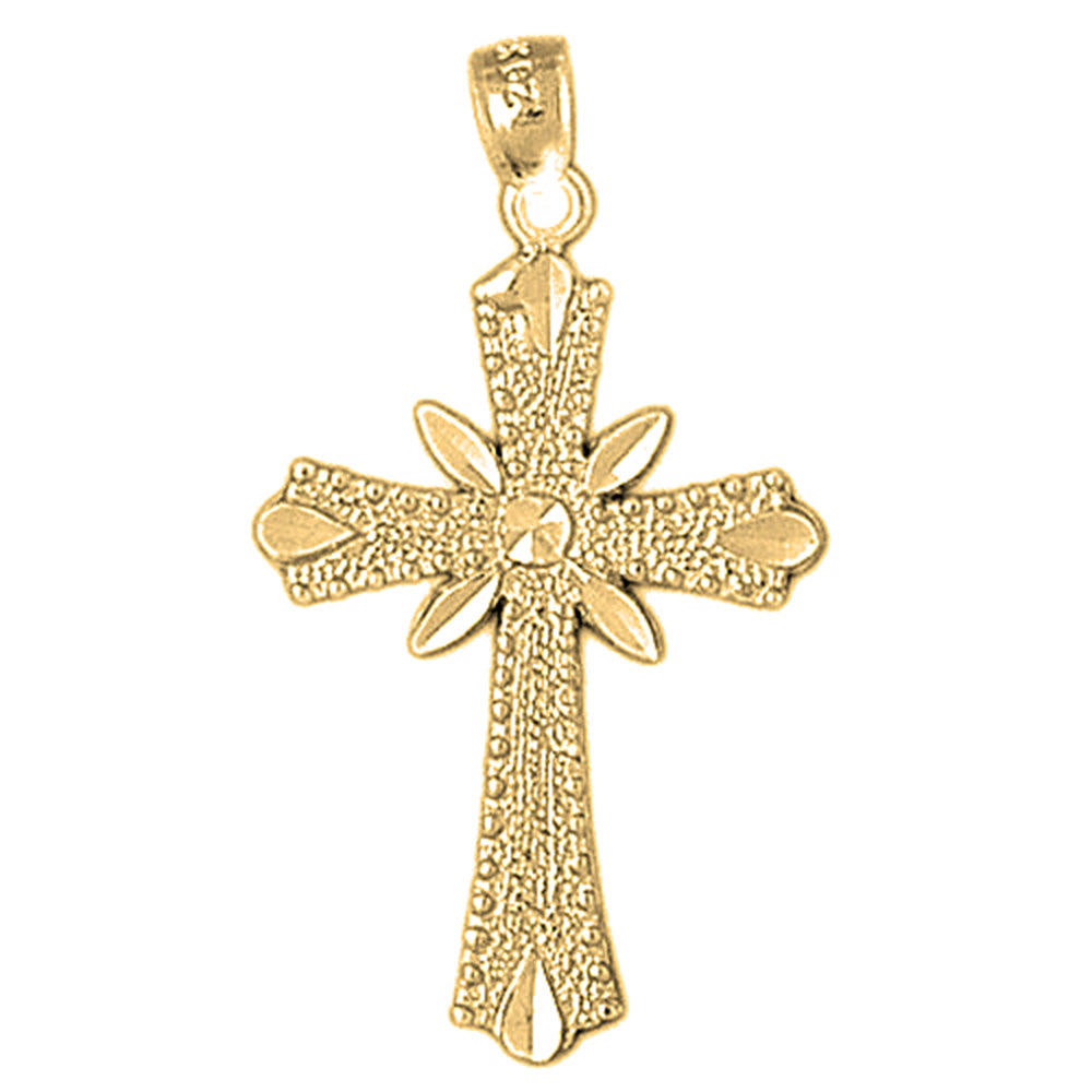 14K or 18K Gold Budded Cross Pendant