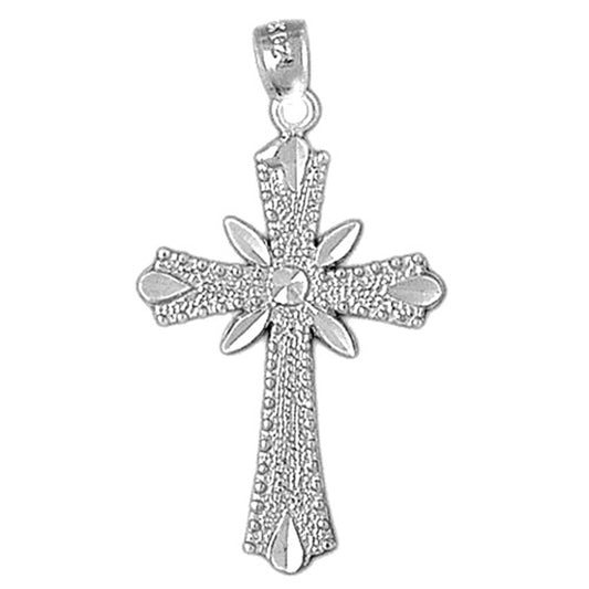 14K or 18K Gold Budded Cross Pendant