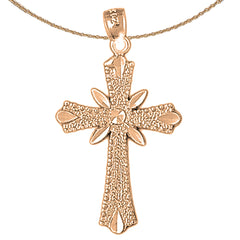 14K or 18K Gold Budded Cross Pendant