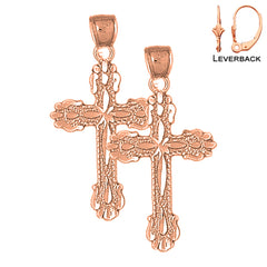 14K or 18K Gold Budded Cross Earrings