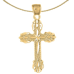 14K or 18K Gold Budded Cross Pendant