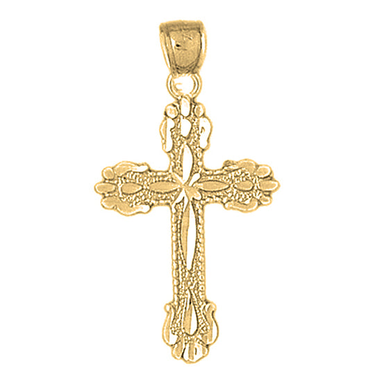 14K or 18K Gold Budded Cross Pendant