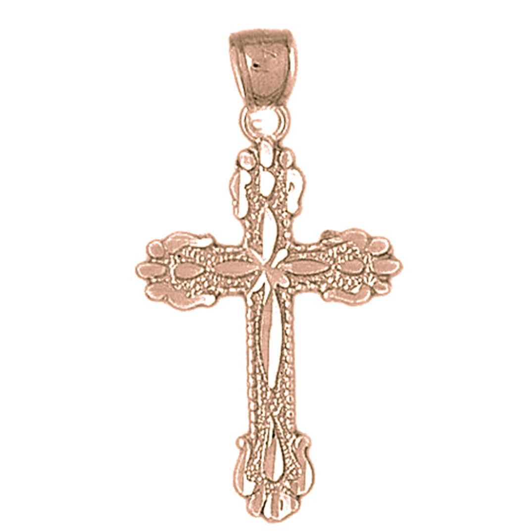 14K or 18K Gold Budded Cross Pendant