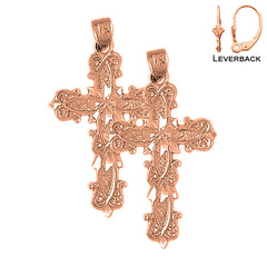 14K or 18K Gold Budded Cross Earrings