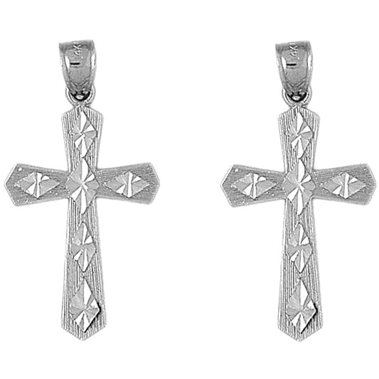 Sterling Silver 37mm Passion Cross Earrings