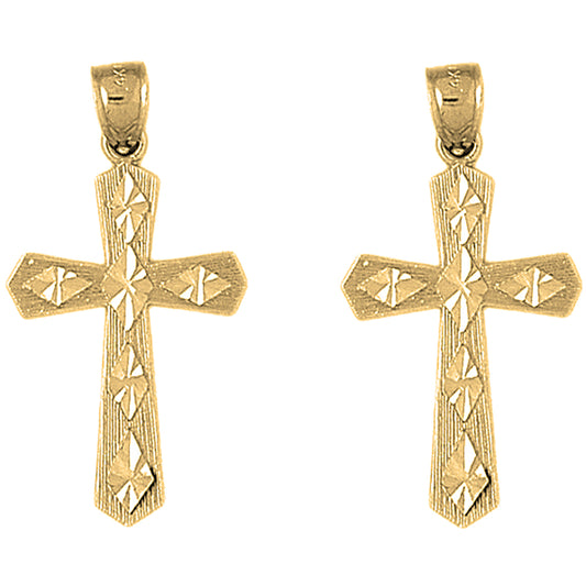 14K or 18K Gold 37mm Passion Cross Earrings
