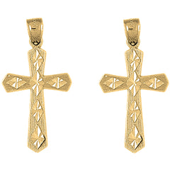 Yellow Gold-plated Silver 37mm Passion Cross Earrings
